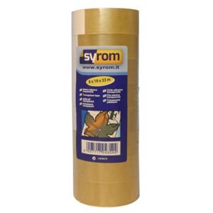 Nastro adesivo a svolgimento rumoroso - Syrom - 19 mm x 33 m - ppl - trasparente - conf. 8