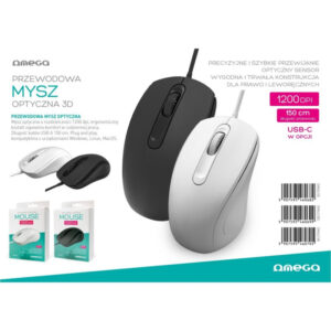 3D Office Mouse 1200dpi 1.5m Usb in versione bianco - Precision & Comfort